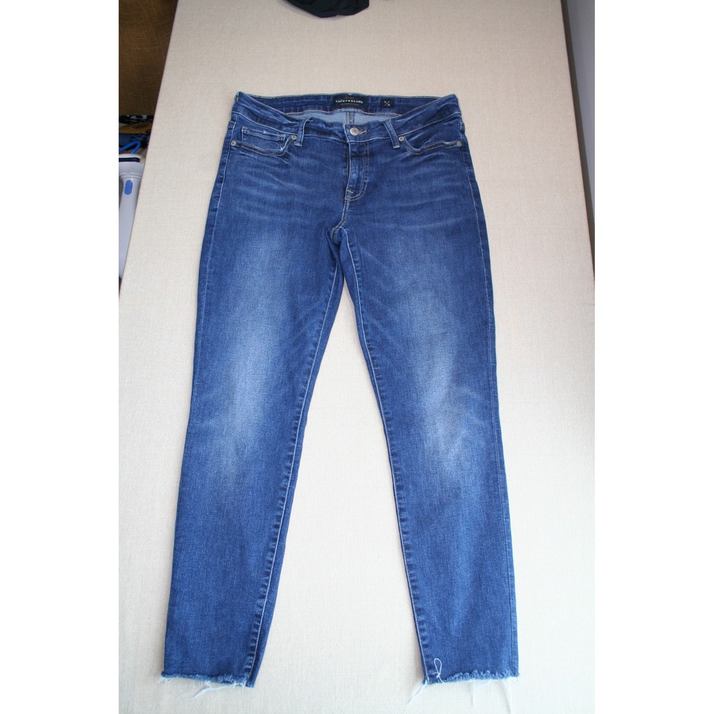 Lucky Brand Lolita Super Skinny Jeans Womens 10 30 Medium Wash Raw Hem Denim